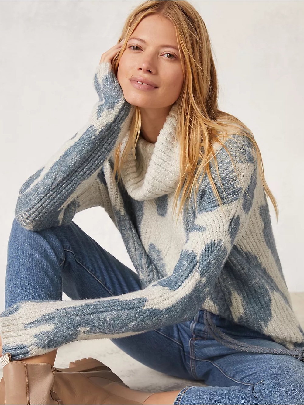 Pilcro Spotted Turtleneck Sweater